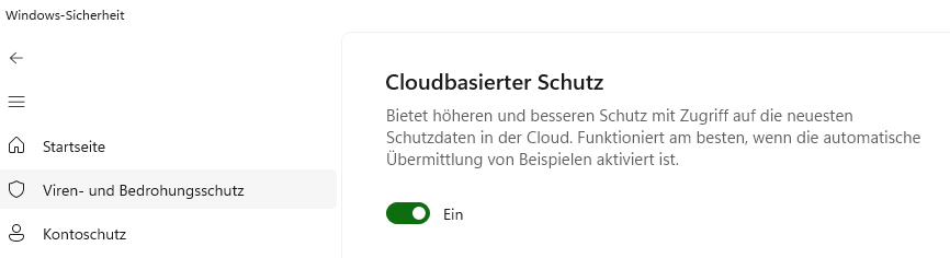 Cloudschutzaktivierung
